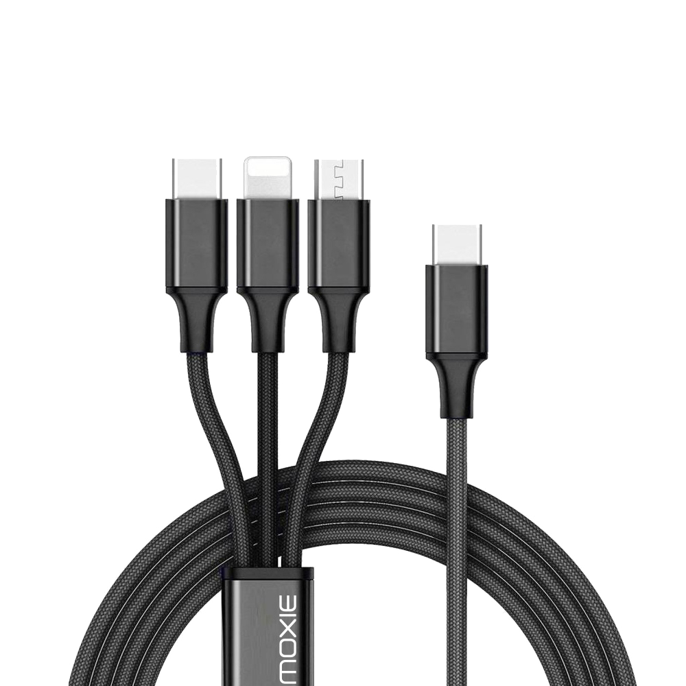 Câble Multi USB 3 en 1 Tressé et Renforcé - USB-C, Micro-USB et Lightning -  1.2m