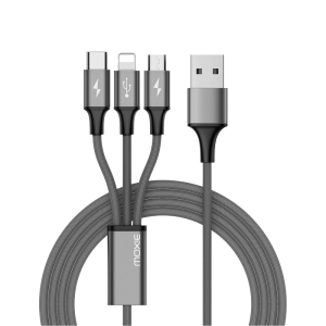 Câble trio ESSENTIELB court 3 en 1 (lightning microUSB USB-C)