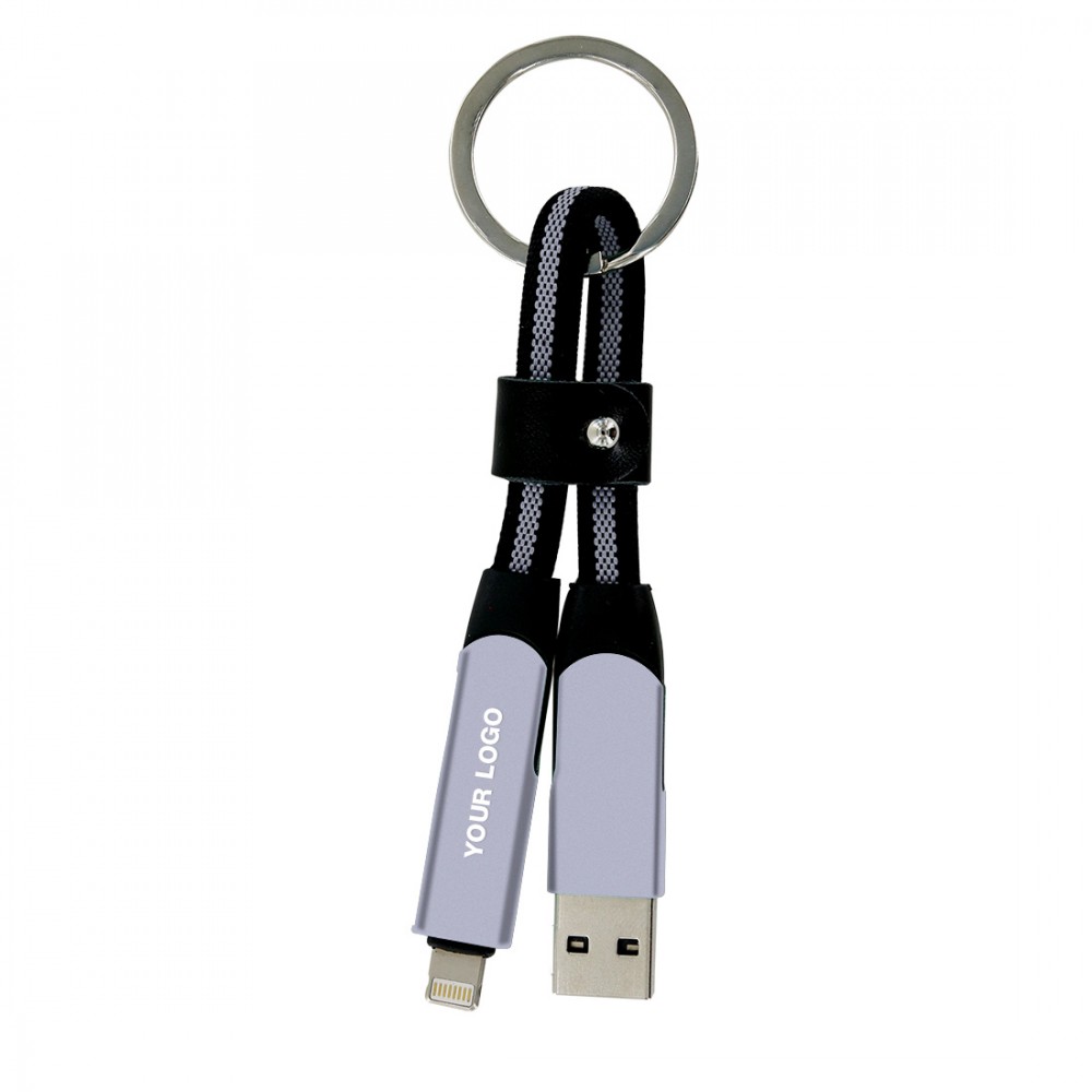 Porte clef cable de charge 6 en 1 en aluminium et Nylon