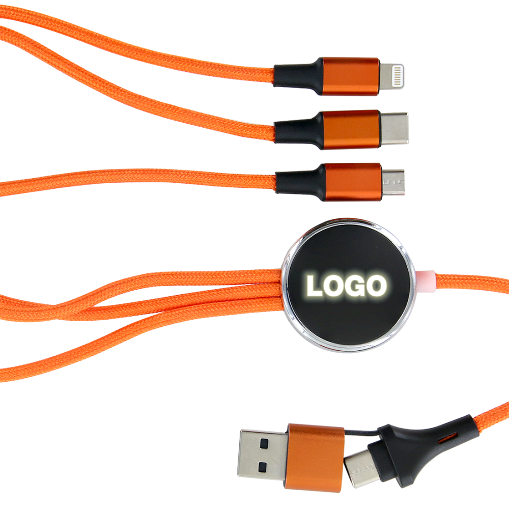 Cable de charge 5 en 1 avec logo lumineux Led