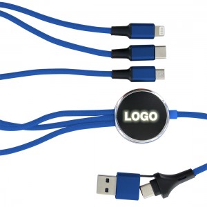 Cable de charge 5 en 1 avec logo lumineux Led