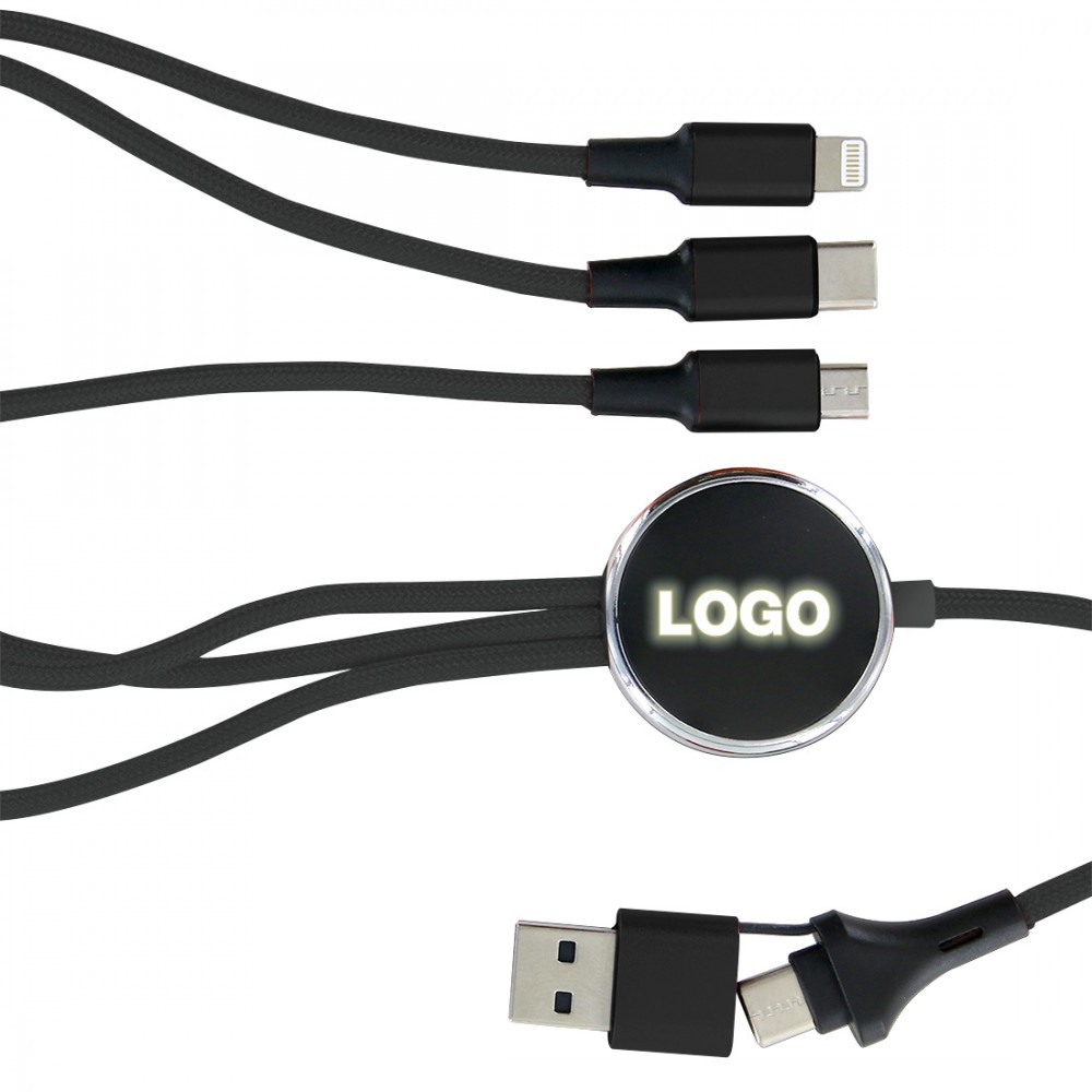 Cable de charge 5 en 1 avec logo lumineux Led