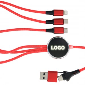 Cable de charge 5 en 1 avec logo lumineux Led