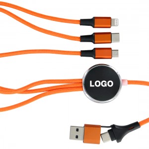 Cable de charge 5 en 1 avec logo lumineux Led