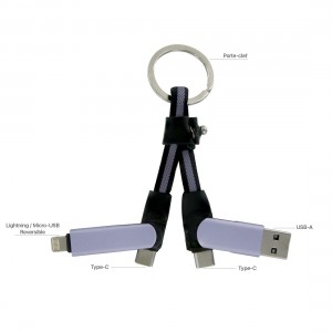 Porte clef cable de charge 6 en 1 en aluminium et Nylon