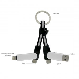 Porte clef cable de charge 6 en 1 en aluminium et Nylon