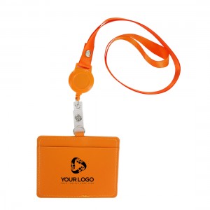 Porte badge en Simili cuir avec tour de cou retractable