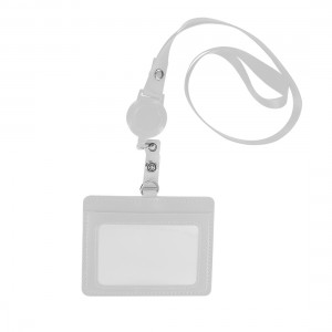 Porte badge en Simili cuir avec tour de cou retractable