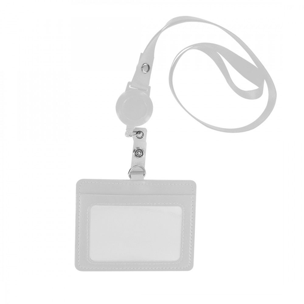 Porte badge en Simili cuir avec tour de cou retractable