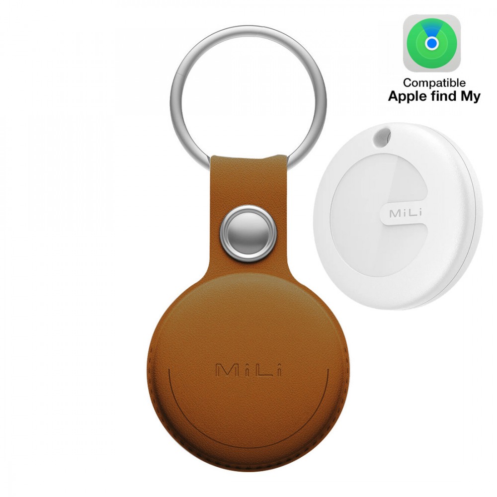 Mili Tag Localisateur avec Porte Clefs Apple Find My Marron