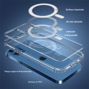 Coque transparente renforcée compatible Magsafe pour iPhone