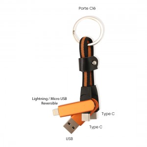 copy of Porte clef cable de charge 6 en 1 en aluminium et Nylon